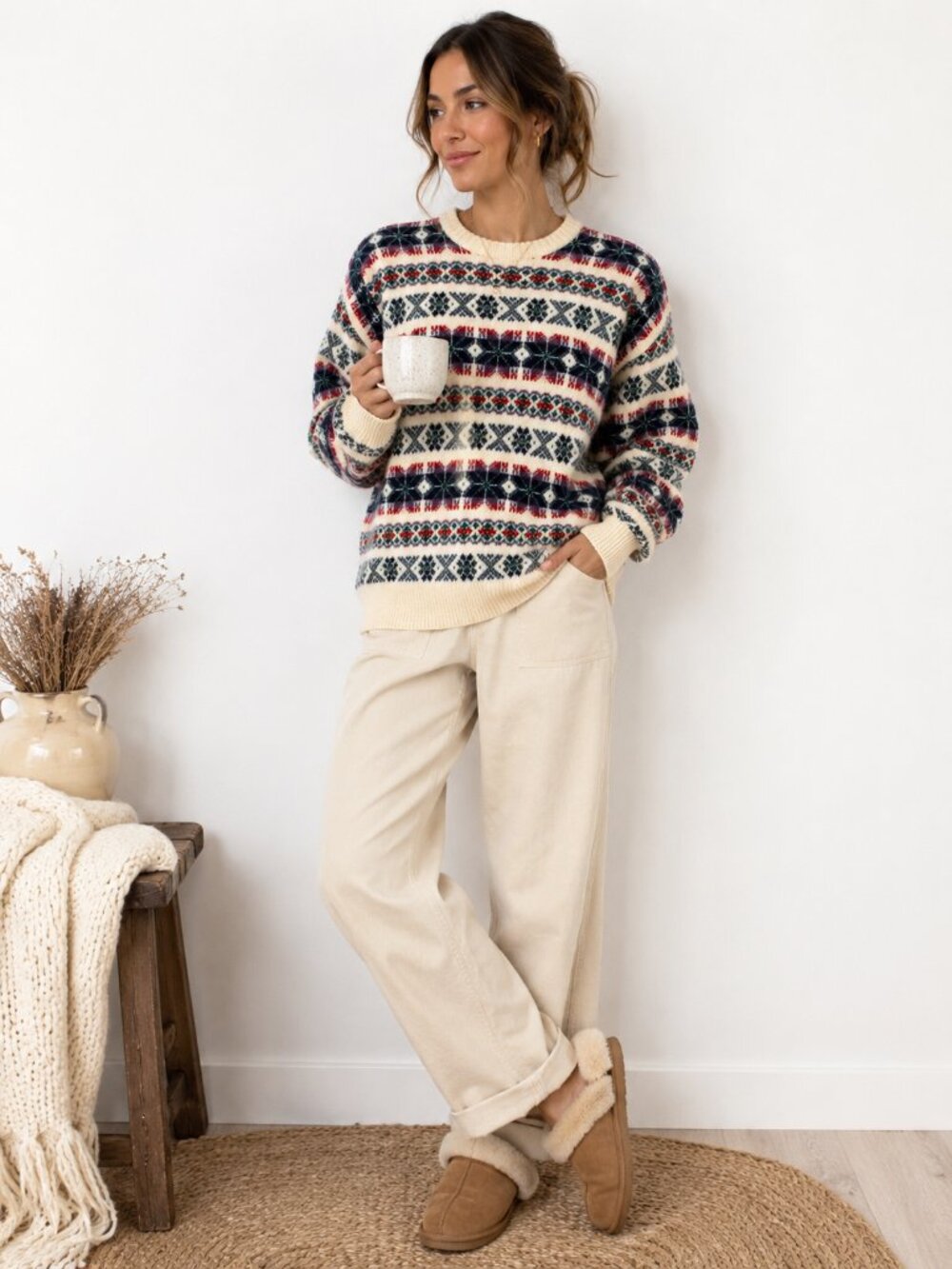 VTG McNeal Sportswear 100% Shetland Wool Fair Isle Nordic Ski Sweater